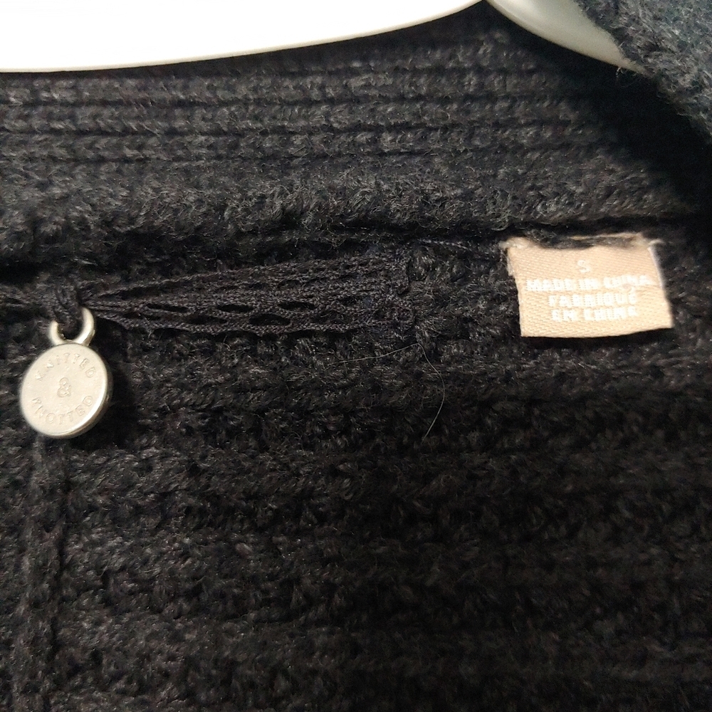 ANTHROPOLOGIE KNITTED & KNOTTED DARK Gray MAJELLA Open Front WOOL BLEND CARDIGAN - Picture 7 of 16